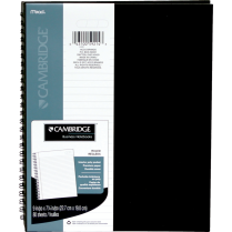 Cambridge&reg; Wirebound Hard Cover Notebook 9-1/2"x7-1/4" 160 pages Black