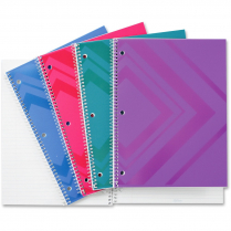 Hilroy Poly Notebook 3-Hole Punched 8"x10-1/2" 200 Sheets Assorted Colours