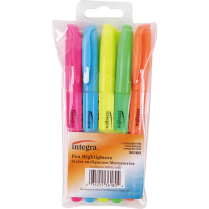 Integra Pen Style Fluorescent Highlighters Assorted Colours 5/set