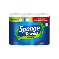 SpongeTowels Ultra Paper Towels Double Rolls 3=6