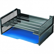 Victor Korr Side-Loading Stacking Trays Letter Black 2/pkg