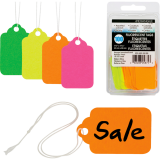 Merangue Merchandise String Tags 1-3/32"x3/4" Assorted Neon Colours 100/pkg