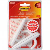 Command&trade; Adhesive Large Mounting Hooks White 3/pkg