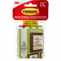 Command&trade; Adhesive Picture Hanging Strips Large White 12 sets/pkg