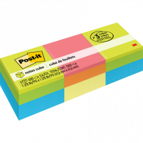 Post-it&reg; Notes Cube 2"x2" Bright 400 sheets per pad 3/pkg