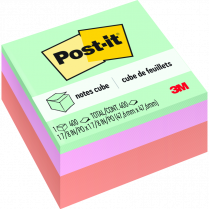 Post-it&reg; Notes Cube 1-7/8"x1-7/8" Pastels 400 sheets/pad
