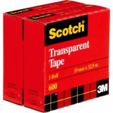 Scotch&reg; Transparent Tape Refill 3/4" (19mm x 33m) 2/pkg