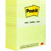 Post-it&reg; Notes Lined 3"x5" Yellow  12/pkg