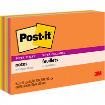 Post-it&reg; Super Sticky Meeting Notes 6"x4" 45 sheets per pad Energy Boost 8/pkg