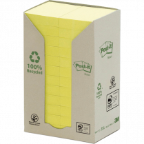 Post-it&reg; Recycled Note Tower 1-1/2"x2" Yellow 24/box