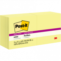 Post-it&reg; Super Sticky Notes 3"x3" Yellow 12/pkg