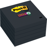 Post-it&reg; Super Sticky Notes Cubes 3"x3" Black 5/pkg