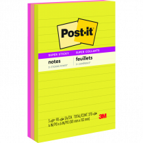Post-it&reg; Super Sticky Notes Lined 4"x6" Summer Joy 3/pkg