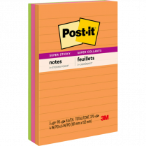 Post-it&reg; Super Sticky Notes 4"x6" Lined Energy Boost 3/pkg