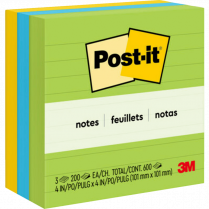 Post-it&reg; Notes Lined 4"x4" 200 sheets per pad Floral Fantasy 3/pkg