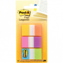 Post-it&reg; Flags 1" 20 sheets per pad Electric Glow&trade; Colours 3 pads/pkg