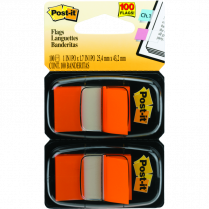 Post-it&reg; Flags 1&rdquo; x 1-11/16&rdquo; 50 Flags per Dispenser Orange 2 dispensers/pkg