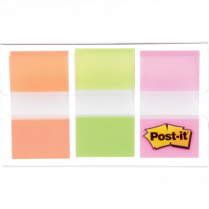 Post-it&reg; Flags 1" 20 sheets per pad Orange, Lime and Pink 3 pads/pkg