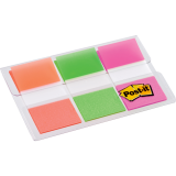 Post-it&reg; Flags 1" 20 sheets per pad Orange, Lime and Pink 3 pads/pkg
