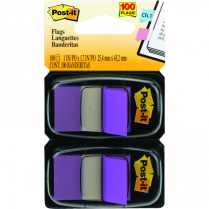 Post-it&reg; Flags 1&rdquo; x 1-11/16&rdquo; 50 Flags per Dispenser Purple 2 dispensers/pkg