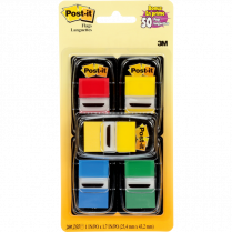 Post-it&reg; Flags Value Pack with 50 Bonus 1" 50 flags per dispenser Assorted Colours 4 dispensers/pkg