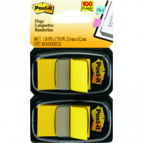 Post-it&reg; Flags 1&rdquo; x 1-11/16&rdquo; 50 Flags per Dispenser Yellow 2 dispensers/pkg