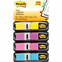 Post-it&reg; Flags 1/2" 35 flags per dispenser Yellow, Purple, Pink and Blue 4 dispensers/pkg