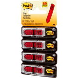 Post-it&reg; Mini Flags Sign Here Arrow Action Set 1/2"x1-11/16" 20 flags x 4 dispensers/pkg Red