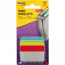 Post-it&reg; Filing Tabs Angled 2"x1-1/2" Primary Colours 6 tabs per pad 4 pads/pkg