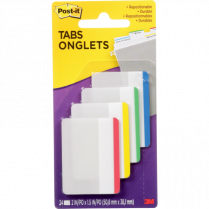 Post-it&reg; Filing Tabs Flat 2"x1-1/2" Assorted 6 tabs/pad 4 pads/pkg