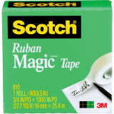 Scotch&reg; Magic&trade; Invisible Tape Refill 3/4" (19mm x 25.4m) Clear 4/pkg
