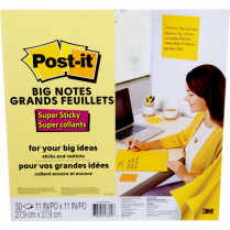 Post-it&reg; Super Sticky Big Notes 11"x11", Yellow, 30sheet/pad