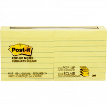 Post-it&reg; Pop-up Notes 3"x3" Lined Yellow 6/pkg