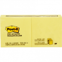 Post-it&reg; Pop-up Notes 3"x3" Yellow 6/pkg
