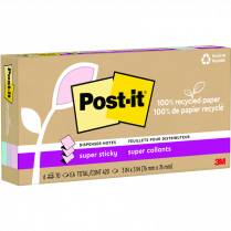 Post-it&reg; Recycled Super Sticky Pop-Up Notes 3"x3" Wanderlust Colours 6/pkg