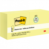 Post-it&reg; Greener Pop-up Notes 3"x3" Yellow 12/pkg