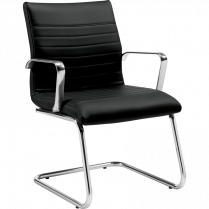 Offices To Go&trade; Ultra Guest Chair Medium Back Luxhide Bonded Leather Black