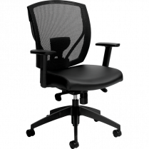 Offices to Go Ibex Mesh Medium Back Luxhide Seat Synchro Tilter Chair Black