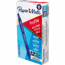 Paper Mate&reg; Profile&reg; Retractable Ball Point Pens Bold Point Blue 12/box