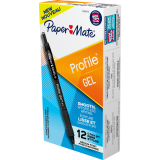 Paper Mate&reg; Profile&reg; Gel Retractable Pens 0.7 mm Black 12/box
