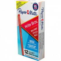 Paper Mate&reg; Write Bros.&reg; Stick Pens Medium Point Red 12/box