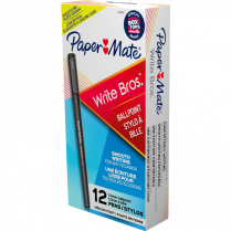 Paper Mate&reg; Write Bros.&reg; Stick Pens Medium Point Black 12/box
