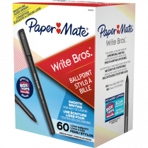 Paper Mate&reg; Write Bros.&reg; Stick Pens Medium Point Black 60/box