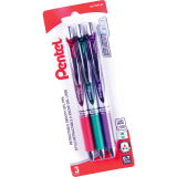 Pentel&reg; EnerGel&reg; Retractable Gel Pen 0.7 mm Assorted 3/pkg