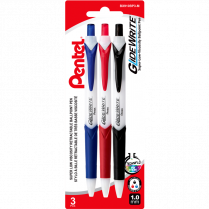 Pentel&reg; GlideWrite Retractable Ball Point Pens Bold Point Assorted Colours 3/pkg