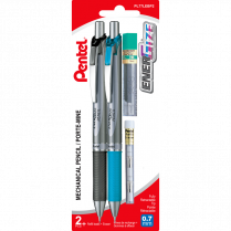 Pentel&reg; EnerGize&reg; Mechanical Pencils with Lead and Eraser Refills 0.7 mm Black and Sky Blue Barrel