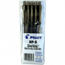 Pilot&reg; BPS Better&trade; Retractable Ball Point Pens Fine Point Black 5/pkg