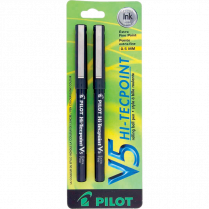 Pilot&reg; Hi-Tecpoint V5 Roller Pen 0.5mm Black 2/pkg