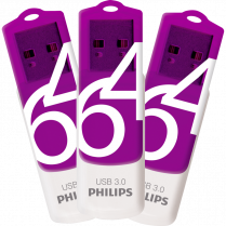 Philips Vivid USB 3.0 Flash Drive 64 White/PurpleGB 3/pkg