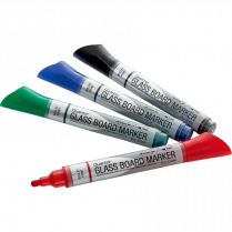 Quartet&reg; Glass Board Markers Bullet Tip Assorted Colours 4/pkg
